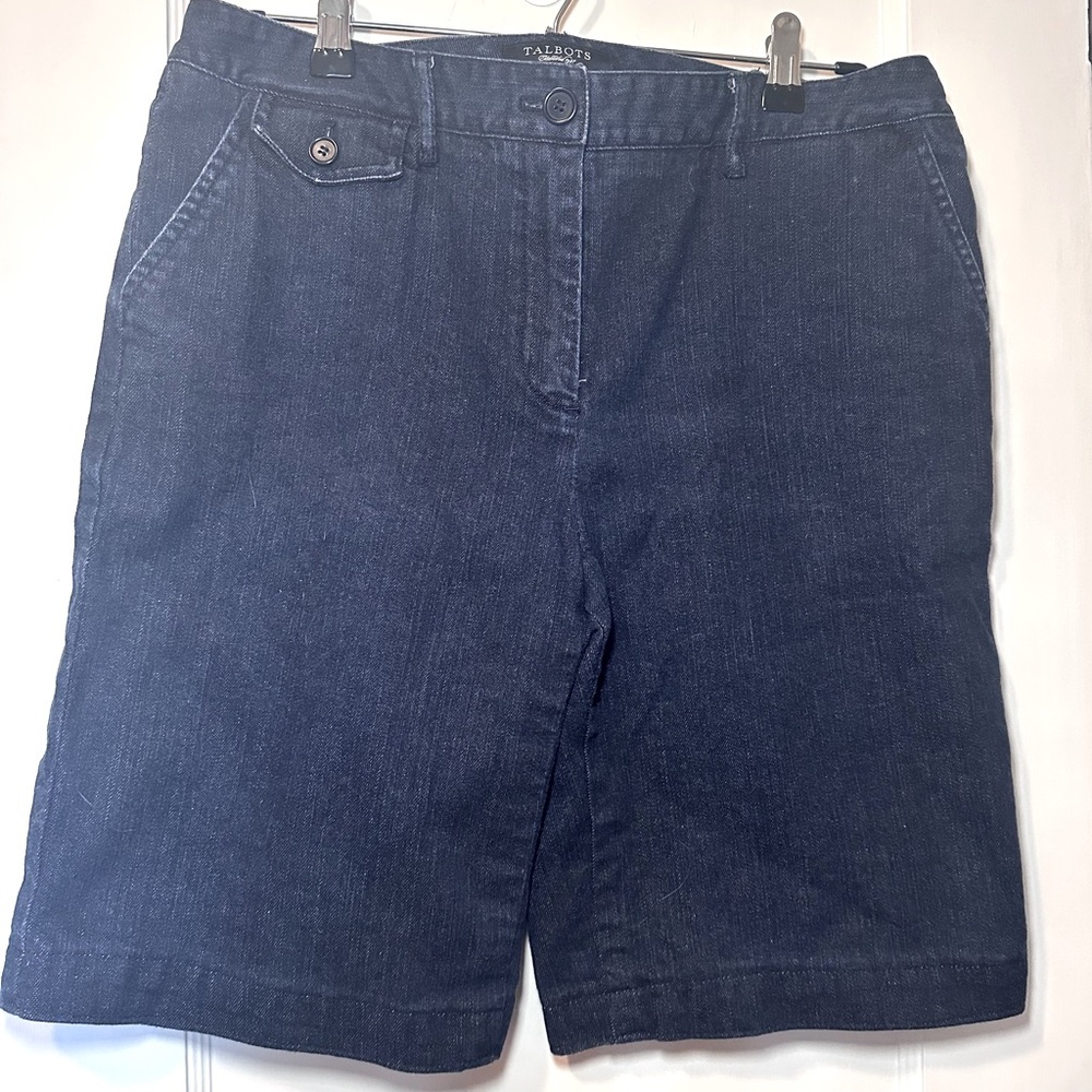 Talbots Dark Wash Denim Bermuda Shorts, Classic, Sz 12 Petite